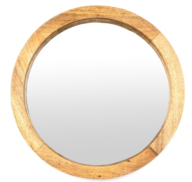 Marwar Round Mango Wood Wall Mirror – Natural Grain Finish